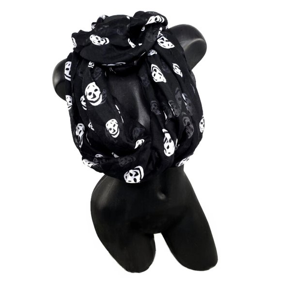 Black skull scarf  with white all over skull design. 1 Left ~ 50% Off - Picture 1 of 6